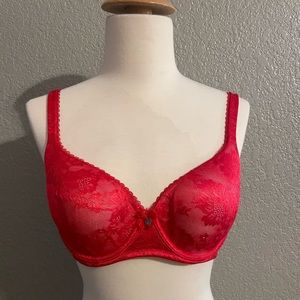 Body by Victoria Lined Demi Cherry Red Lace Bra 34D
